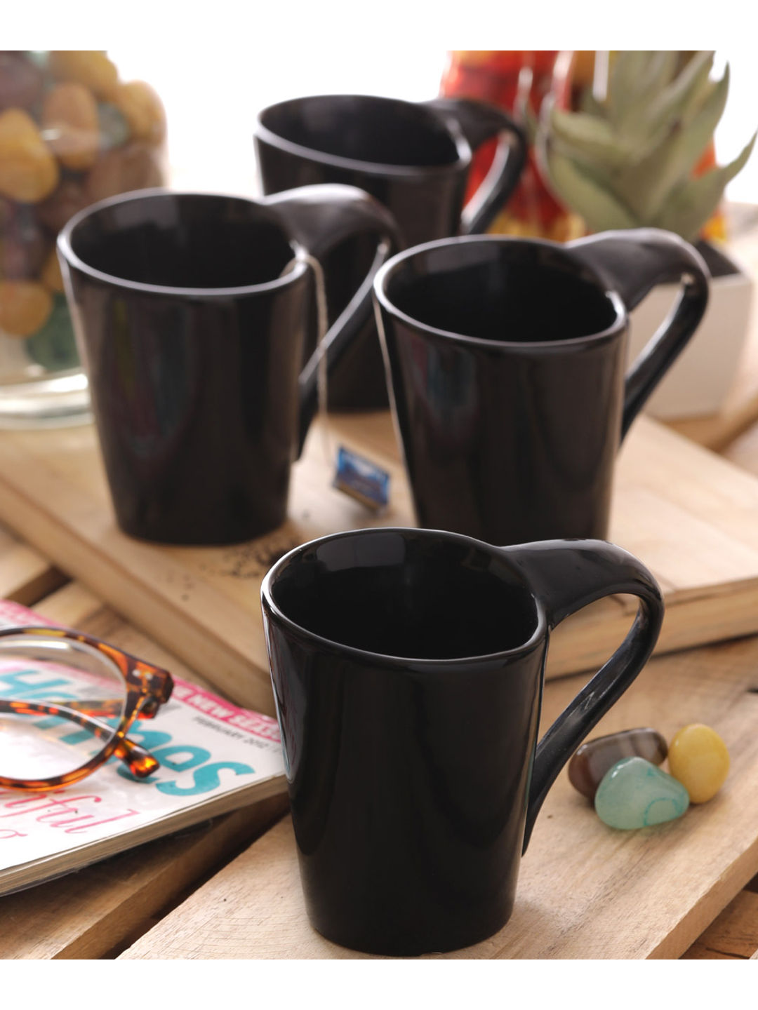 Black Coffee Mugs Set Of Six | Vmikw007