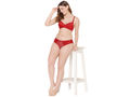 Bodycare women combed cotton printed maroon bra & panty set-6436MH