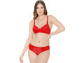 Bodycare women combed cotton printed red bra & panty set-6436RE