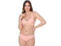 Bodycare women combed cotton embroidered peach bra & panty set-6439PEA