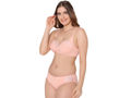 Bodycare women combed cotton embroidered peach bra & panty set-6439PEA