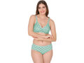 Bodycare women combed cotton printed green bra & panty set-6448GRN