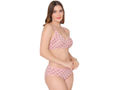 Bodycare women combed cotton printed pink bra & panty set-6448PI