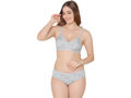 Bodycare women combed cotton printed grey bra & panty set-6450GRY