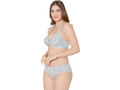 Bodycare women combed cotton printed grey bra & panty set-6450GRY