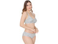 Bodycare women combed cotton printed grey bra & panty set-6450GRY