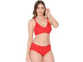 Bodycare women combed cotton printed red bra & panty set-6455RE