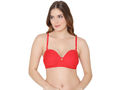 Bodycare cotton spandex wirefree convertible straps Seamless padded demi cup bra-6575RED