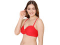 Bodycare cotton spandex wirefree convertible straps Seamless padded demi cup bra-6575RED