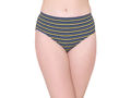 Bodycare Womens Cotton Spandex Assorted Striped High Cut Briefs-Pack of 3 (E-8702-3Pcs)