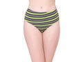 Bodycare Womens Cotton Spandex Assorted Striped High Cut Briefs-Pack of 3 (E-8710-3Pcs)