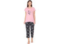 Bodycare Womens Combed Cotton Printed Tshirt & Capri Set-BSCS16003