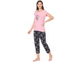 Bodycare Womens Combed Cotton Printed Tshirt & Capri Set-BSCS16003