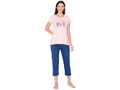 Bodycare Womens Combed Cotton Printed Tshirt & Capri Set-BSCS16007