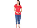 Bodycare Womens Combed Cotton Printed Tshirt & Capri Set-BSCS16009