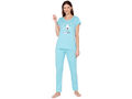 Bodycare Womens Combed Cotton Printed Tshirt & Pyjama Set-BSLS12001