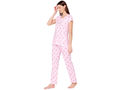 Bodycare Womens Combed Cotton Printed Tshirt & Pyjama Set-BSLS12009