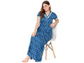 Bodycare Womens Combed Cotton V Neck Printed Long Night Dress-BSN10002