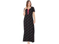 Bodycare Womens Combed Cotton Round Neck Printed Long Night Dress-BSN10004