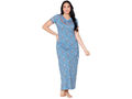 Bodycare Womens Combed Cotton Round Neck Printed Long Night Dress-BSN10005