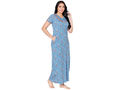 Bodycare Womens Combed Cotton Round Neck Printed Long Night Dress-BSN10005