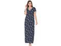 Bodycare Womens Combed Cotton Round Neck Printed Long Night Dress-BSN10006