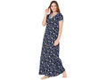 Bodycare Womens Combed Cotton Round Neck Printed Long Night Dress-BSN10006