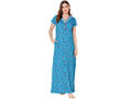 Bodycare Womens Combed Cotton V Neck Printed Long Night Dress-BSN10008