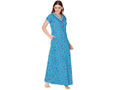 Bodycare Womens Combed Cotton V Neck Printed Long Night Dress-BSN10008