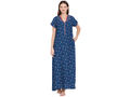 Bodycare Womens Rayon V Neck Floral Print Long Night Dress-BSN1010B