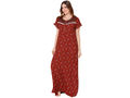 Bodycare Womens Polycotton Round Neck Printed Long Night Dress-BSN2005B