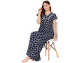 Bodycare Womens Polycotton V Neck Printed Long Night Dress-BSN2007A