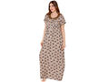 Bodycare Womens Polycotton Round Neck Printed Long Night Dress-BSN2008A