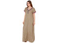 Bodycare Womens Polycotton V Neck Printed Long Night Dress-BSN2011A