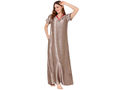 Bodycare Womens Satin V Neck Printed Long Night Dress-BSN6001A