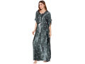 Bodycare Womens Satin Round Neck Printed Long Night Dress-BSN6003A