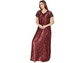 Bodycare Womens Satin V Neck Printed Long Night Dress-BSN6004A