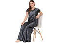 Bodycare Womens Satin V Neck Printed Long Night Dress-BSN6004B