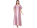 Bodycare Womens Satin V Neck Printed Long Night Dress-BSN6006A