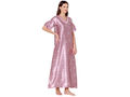 Bodycare Womens Satin V Neck Printed Long Night Dress-BSN6006A