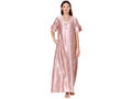 Bodycare Womens Satin V Neck Printed Long Night Dress-BSN6006B