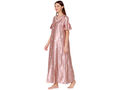 Bodycare Womens Satin V Neck Printed Long Night Dress-BSN6006B