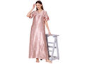 Bodycare Womens Satin V Neck Printed Long Night Dress-BSN6006B