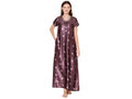 Bodycare Womens Satin Round Neck Printed Long Night Dress-BSN6007A