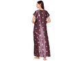 Bodycare Womens Satin Round Neck Printed Long Night Dress-BSN6007A