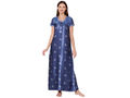 Bodycare Womens Satin Round Neck Printed Long Night Dress-BSN6007B