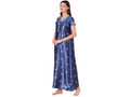 Bodycare Womens Satin Round Neck Printed Long Night Dress-BSN6007B