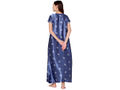 Bodycare Womens Satin Round Neck Printed Long Night Dress-BSN6007B