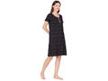 Bodycare Womens Combed Cotton Round Neck Printed Short Night Dress-BSN9003