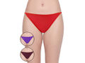 BODYCARE Pack of 3 Bikini Style Cotton spandex Briefs in Assorted colors with V-String band-E36D